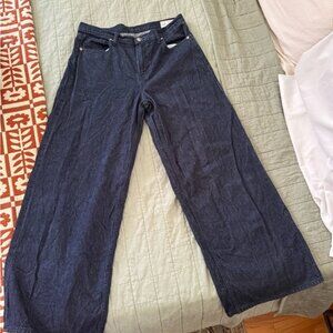 Wide-Leg Dark Blue Jeans